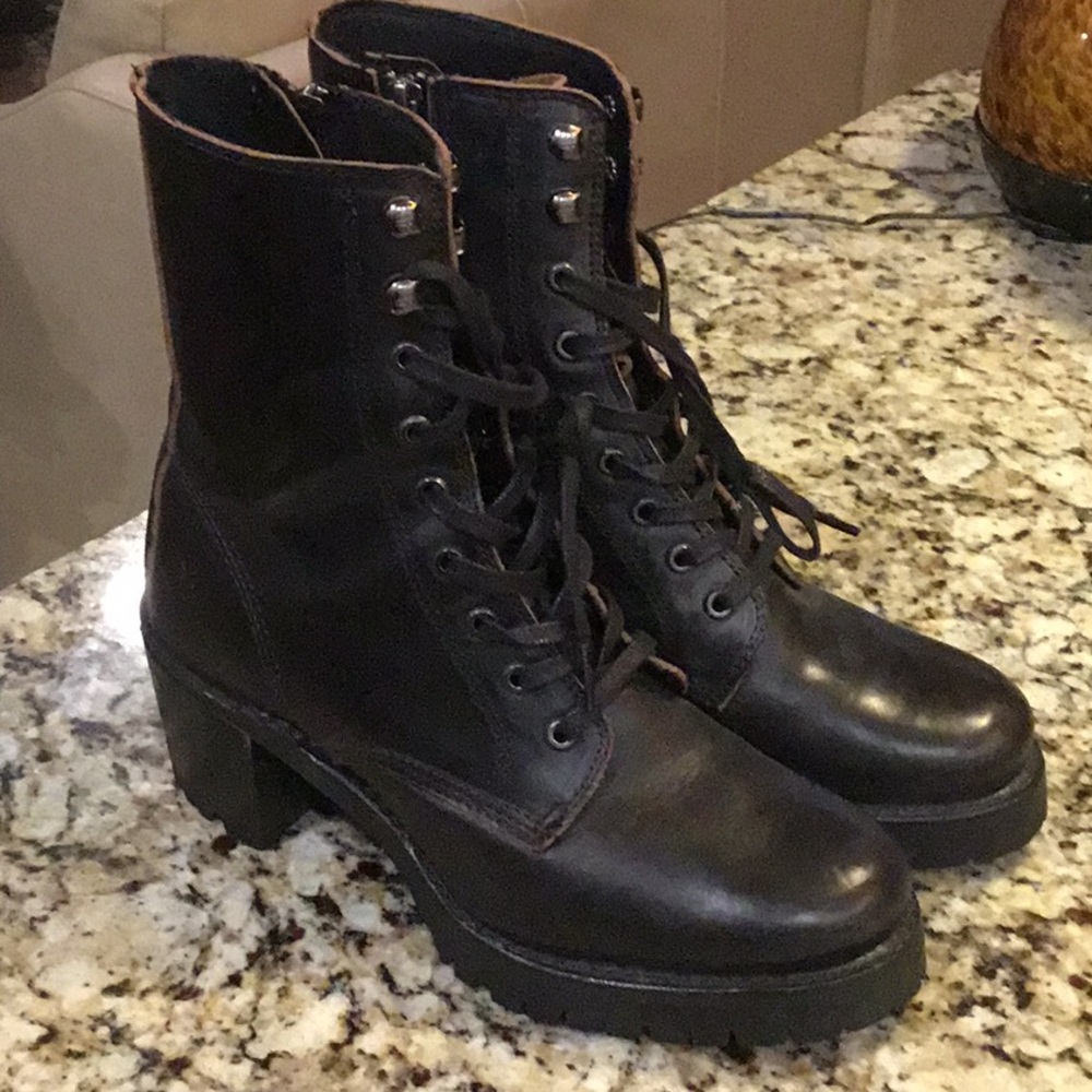 Frye leather lace up boots